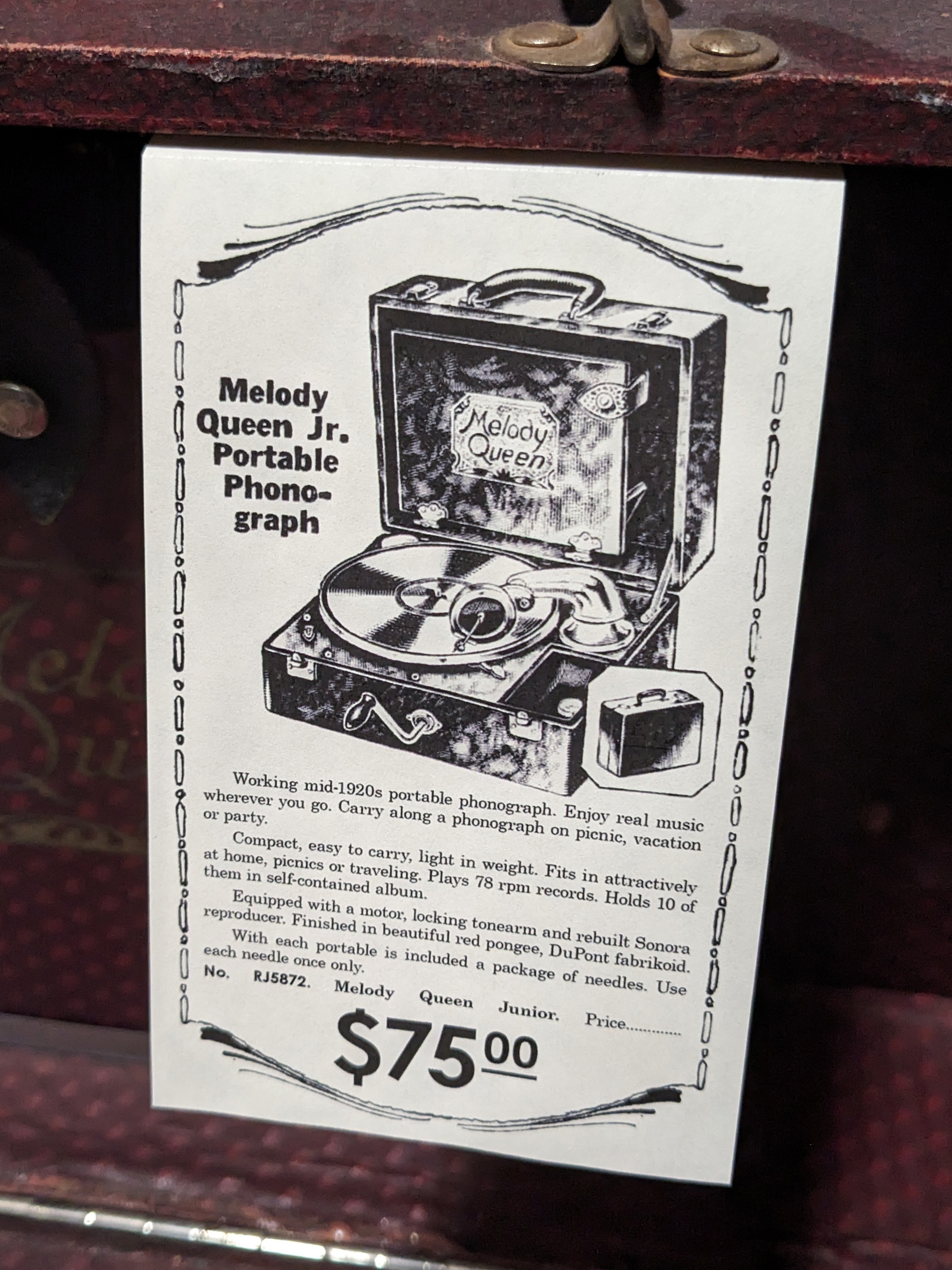 1920s style ad for a portable gramophone