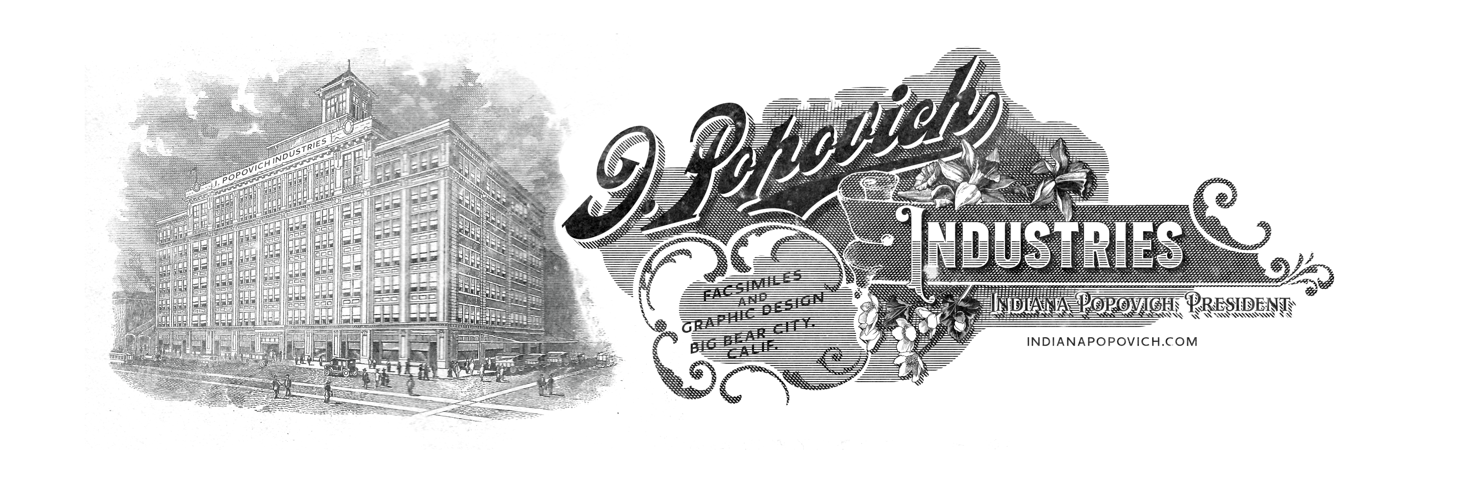 engraved letterhead reading 'I. Popovich Inudstries